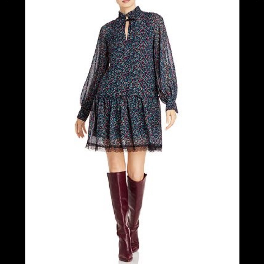 See By Chloe Floral Haze Lace Trim Dress Sz 42 - Picture 1 of 14